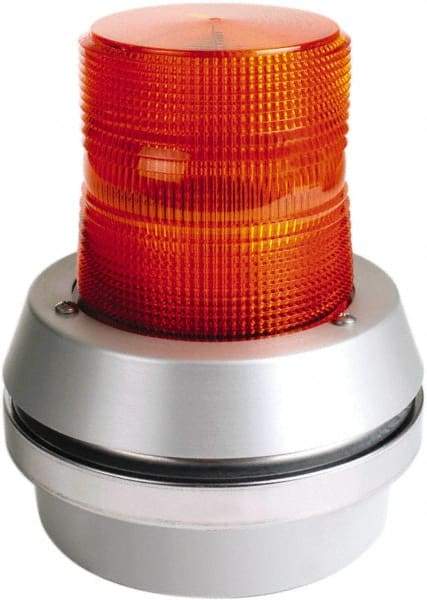 Edwards Signaling - 120 VAC, LED, Amber, Flashing Light - 65 Flashes per min, 1/2 Inch Pipe, 6 Inch Diameter, 7-3/8 Inch High, Box Mount, Pane, Pipe, Surface and Wall Mount - Exact Industrial Supply