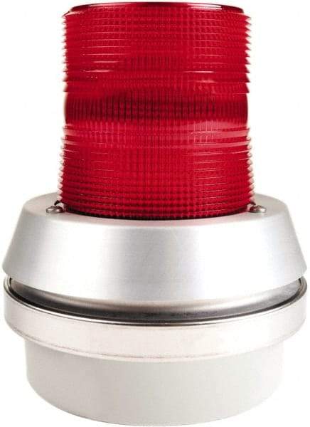 Edwards Signaling - 24 VDC, LED, Red, Flashing Light - 65 Flashes per min, 1/2 Inch Pipe, 6 Inch Diameter, 7-3/8 Inch High, Box Mount, Pane, Pipe, Surface and Wall Mount - Exact Industrial Supply