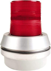 Edwards Signaling - 120 VAC, LED, Red, Flashing Light - 65 Flashes per min, 1/2 Inch Pipe, 6 Inch Diameter, 7-3/8 Inch High, Box Mount, Panel, Pipe, Surface and Wall Mount - Exact Industrial Supply