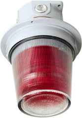 Edwards Signaling - 120 VAC, 4, 3R NEMA Rated, LED, Red, Flashing, Steady Light - 65 Flashes per min, 3/4 Inch Pipe, 7 Inch Diameter, 10-1/8 Inch High, Ceiling Mount - Exact Industrial Supply