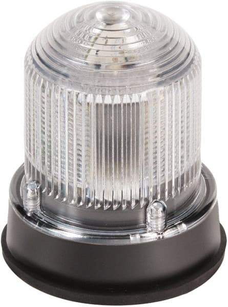 Edwards Signaling - 24 VDC, 4X NEMA Rated, LED, Clear, Flashing, Steady Light - 65 Flashes per min, 3/4 Inch Pipe, 3-1/4 Inch Diameter, 3-7/8 Inch High, Panel Mount, Pipe Mount - Exact Industrial Supply