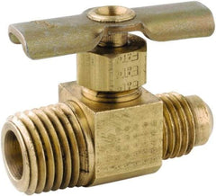 ANDERSON METALS - 1/4 x 1/4" Pipe, Inline Metal Seat Needle Valve - Brass Seal, FL x MIP Ends, Lead Free Brass Valve, 150 Max psi - Exact Industrial Supply