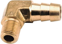 ANDERSON METALS - 1/2 NPT Thread Hose Barb x Male NPT 90° Elbow - 3/8" ID Hose, Lead Free Brass - Exact Industrial Supply