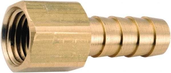 ANDERSON METALS - 1/4 NPT Thread Hose Barb x Female NPT Connector - 1/8" ID Hose, Lead Free Brass - Exact Industrial Supply