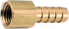 ANDERSON METALS - 3/8 NPT Thread Hose Barb x Female NPT Connector - 1/4" ID Hose, Lead Free Brass - Exact Industrial Supply