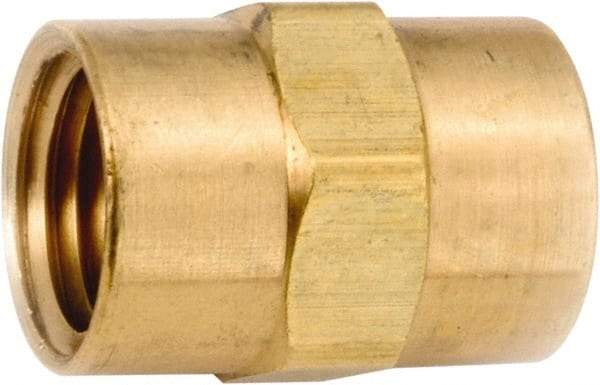 ANDERSON METALS - 1/2-14 Female Thread, Lead Free Brass Industrial Pipe Coupling - FNPT, 1,000 psi - Exact Industrial Supply