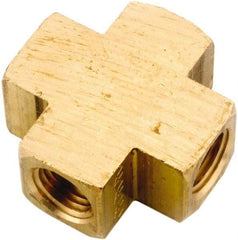 ANDERSON METALS - 1/2-14 Female Thread, Lead Free Brass Industrial Pipe Female Cross - FNPT, 1,000 psi - Exact Industrial Supply