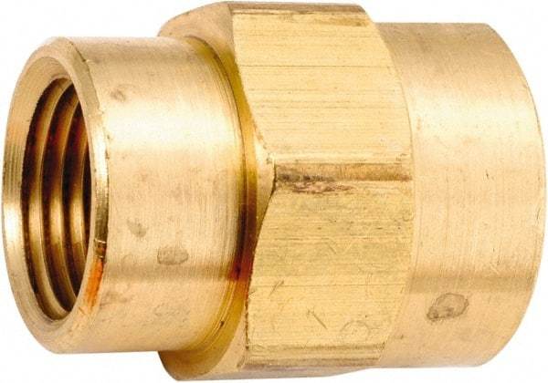 ANDERSON METALS - 1/2-14 x 1/8-27 Female Thread, Lead Free Brass Industrial Pipe Coupling - FNPT, 1,000 psi - Exact Industrial Supply