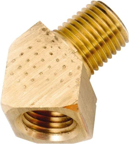 ANDERSON METALS - 3/8-18 Male Thread x 3/8-18 Female Thread, Lead Free Brass Industrial Pipe 45° Street Elbow - MNPT x FNPT, 1,000 psi - Exact Industrial Supply