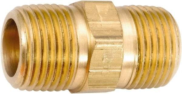 ANDERSON METALS - 1/2-14 Male Thread, Lead Free Brass Industrial Pipe Hex Nipple - MNPT, 1,000 psi - Exact Industrial Supply
