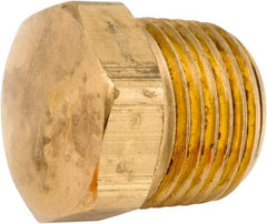 ANDERSON METALS - 1/2-14 Male Thread, Lead Free Brass Industrial Pipe Hex Head Plug - MNPT, 1,000 psi - Exact Industrial Supply
