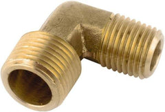 ANDERSON METALS - 1/4-18 x 1/8-27 Male Thread, Lead Free Brass Industrial Pipe 90° Male Elbow - MNPT, 1,000 psi - Exact Industrial Supply