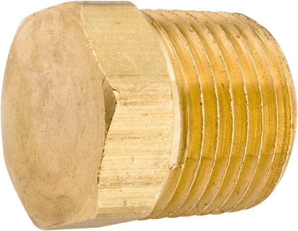 ANDERSON METALS - 1/2-14 Male Thread, Lead Free Brass Industrial Pipe Hex Head Plug - MNPT, 1,000 psi - Exact Industrial Supply