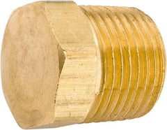 ANDERSON METALS - 1/4-18 Male Thread, Lead Free Brass Industrial Pipe Hex Head Plug - MNPT, 1,000 psi - Exact Industrial Supply