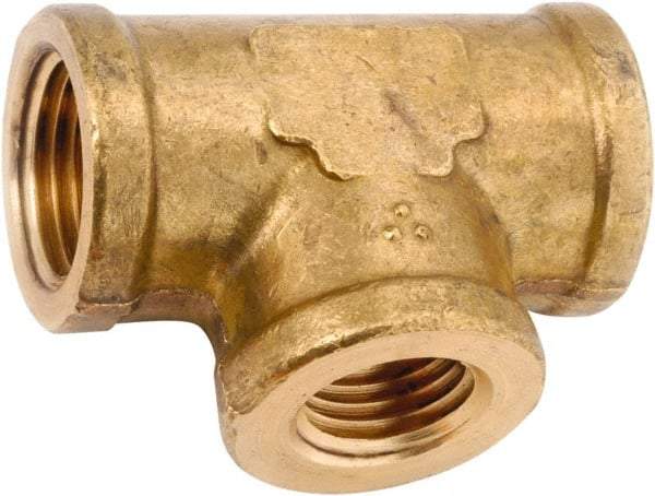 ANDERSON METALS - Class NSF, 3/8 x 3/8 x 1/4" Internal Pipe, Lead Free Brass Reducing Tee - NPT - Exact Industrial Supply