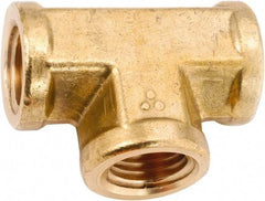 ANDERSON METALS - Class NSF, 1/4" Internal Pipe, Lead Free Brass Tee - NPT - Exact Industrial Supply