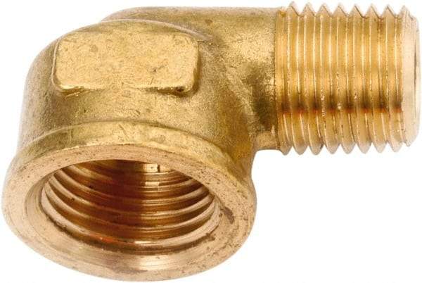 ANDERSON METALS - Class NSF, 1/4 x 1/8" Internal Pipe, Lead Free Brass 90° Street Elbow - NPT - Exact Industrial Supply