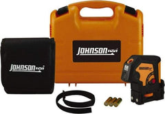 Johnson Level & Tool - 2 Beam 100' (Interior) Max Range Self Leveling Dot Laser Level - Red Beam, 1/8" at 50' Accuracy, 9-1/2" Long x 1" Wide x 2-1/4" High, Battery Included - Exact Industrial Supply