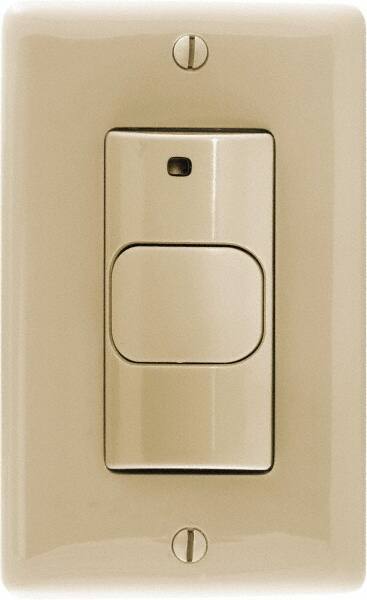 Hubbell Wiring Device-Kellems - 400 Square Ft. Coverage, Infrared Motion Sensor Wall Switch - 800 at 120 V Incandescent, 1,000 at 120 V and 1,800 at 277 V Fluorescent, 120 to 277 VAC, Ivory - Exact Industrial Supply