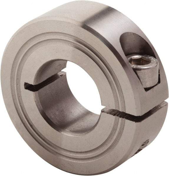 Climax Metal Products - 19mm Bore, Stainless Steel, One Piece Clamp Collar - 1-5/8" Outside Diam - Exact Industrial Supply