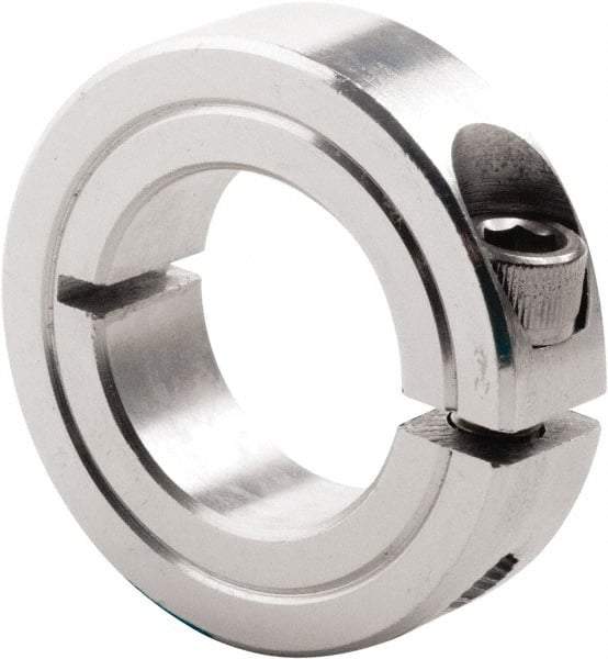 Climax Metal Products - 3/8" Bore, Steel, One Piece Clamp Collar - 7/8" Outside Diam, 3/8" Wide - Exact Industrial Supply