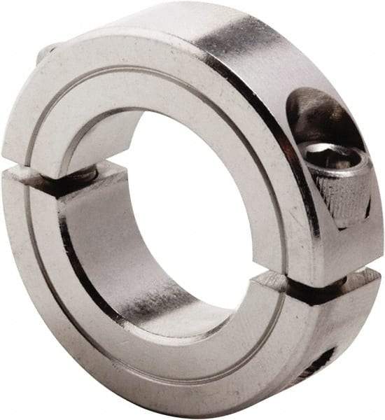 Climax Metal Products - 3-7/16" Bore, Stainless Steel, Two Piece Clamp Collar - 4-3/4" Outside Diam, 7/8" Wide - Exact Industrial Supply