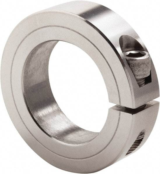 Climax Metal Products - 3-3/16" Bore, Stainless Steel, One Piece Clamp Collar - 4-1/2" Outside Diam, 7/8" Wide - Exact Industrial Supply