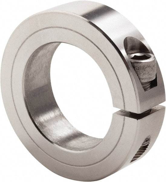 Climax Metal Products - 3-15/16" Bore, Stainless Steel, One Piece Clamp Collar - 5-1/4" Outside Diam, 7/8" Wide - Exact Industrial Supply