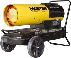 Master - 220,000 BTU Rating, Multi-Fuel Forced Air Heater - 5,500 Sq Ft Max Heating Area, 13 Gal Capacity, Fuel with Kerosene, Diesel & Fuel Oil - Exact Industrial Supply