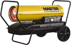 Master - 190,000 BTU Rating, Multi-Fuel Forced Air Heater - 4,750 Sq Ft Max Heating Area, 13 Gal Capacity, Fuel with Kerosene, Diesel & Fuel Oil - Exact Industrial Supply