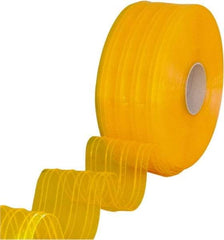 Clearway Door - Clear/Yellow Ribbed Bulk Strip Roll Dock Curtain Strips - 8" Wide x 150' Long x 0.072" Thick - Exact Industrial Supply