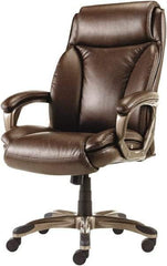 ALERA - 47" High Executive High Back Leather Chair - 27" Wide x 30-3/8" Deep, Leather Seat, Brown - Exact Industrial Supply