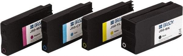 Brady - 4" Wide x 4.2" Long, Cyan, Magenta, Yellow, Black Ink Ink Cartridge - For BradyJet J5000 - Exact Industrial Supply