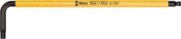 Wera - 5/32" Hex, Long Arm, Hex Key - 5-3/8" OAL, Cast Steel, Inch System of Measurement - Exact Industrial Supply