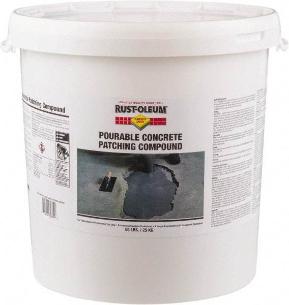 Rust-Oleum - 55 Lb Pail Concrete Patch - Gray, 46 Cu Ft/55 Lb Kit Coverage, Fiber Reinforced Portland Cement - Exact Industrial Supply