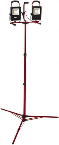 Bayco - 20 Watt, Electric, LED Portable Tripod Work Light - 6' Cord, 2 Heads, 4,400 Lumens, Aluminum, 82-1/2" Long x 18.4" Wide x 7.3" High - Exact Industrial Supply