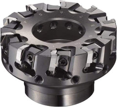 Sumitomo - 2-1/2" Cut Diam, 3/8" Arbor Hole, 2" Max Depth of Cut, 90° Indexable Chamfer & Angle Face Mill - 6 Inserts, NF-LDEN Insert, Right Hand Cut, 6 Flutes, Through Coolant, Series HF - Exact Industrial Supply