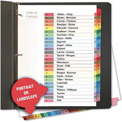 UNIVERSAL - Tabs, Indexes & Dividers Indexes & Divider Type: Printed Alpha Size: 8-1/2 x 11 - Exact Industrial Supply