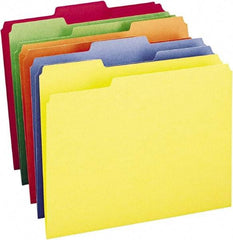 SMEAD - 8-1/2 x 11", Letter Size, Assorted Colors, File Folders with Top Tab - 11 Point Stock, 1/3 Tab Cut Location - Exact Industrial Supply