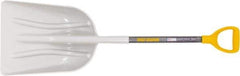 True Temper - 18-1/2" High x 14-3/8" Wide Square Plastic Scoop - 28" Long Wood D-Grip Handle, No Step - Exact Industrial Supply