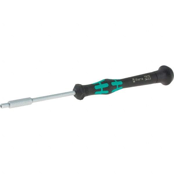 Wera - 2mm Solid Shaft Precision Nutdriver - Cushion Grip Handle, 6-1/4" OAL - Exact Industrial Supply