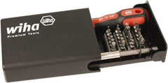 Wiha - 38 Piece, 1/4" Drive Screwdriver Bit Set - #1 to #3 Phillips, 1/16 to 1/4" Hex, 2.5 to 6mm Hex, T7 to T40 Torx, #1, #2 & #3 Pozidriv, #1 to #3 Square Recess, 4.5, 5.5 & 6mm Slotted - Exact Industrial Supply