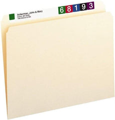 SMEAD - 8-1/2 x 11", Letter Size, Manila, File Folders with Top Tab - 11 Point Stock, Straight Tab Cut Location - Exact Industrial Supply