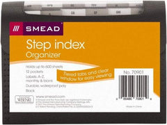 SMEAD - 8-1/2 x 11", Letter Size, Black, A-Z Indexed Expanding Files - 1/6 Tab Cut Location - Exact Industrial Supply