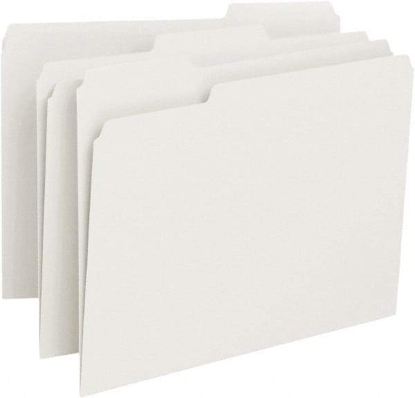 SMEAD - 8-1/2 x 11", Letter Size, White, File Folders with Top Tab - 11 Point Stock, 1/3 Tab Cut Location - Exact Industrial Supply
