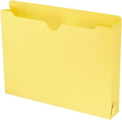 SMEAD - 8-1/2 x 11", Letter Size, Yellow, Colored Folders with Double-Ply Tabs - 11 Point Stock, Straight Tab Cut Location - Exact Industrial Supply
