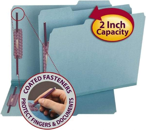 SMEAD - 8-1/2 x 11", Letter Size, Blue, File Folders with Top Tab - 23 Point Stock, 1/3 Tab Cut Location - Exact Industrial Supply