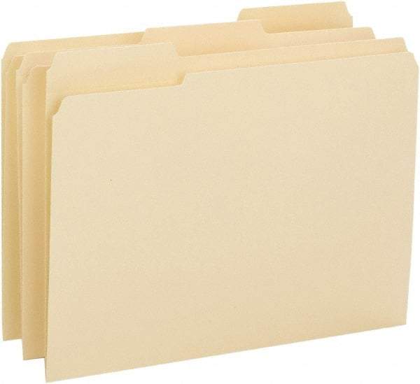 SMEAD - 8-1/2 x 11", Letter Size, Manila, File Folders with Top Tab - 14 Point Stock, 1/3 Tab Cut Location - Exact Industrial Supply