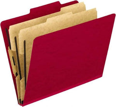 Pendaflex - 8-1/2 x 11", Letter Size, Scarlet, Classification Folders with Top Tab Fastener - 20 Point Stock, Right of Center Tab Cut Location - Exact Industrial Supply