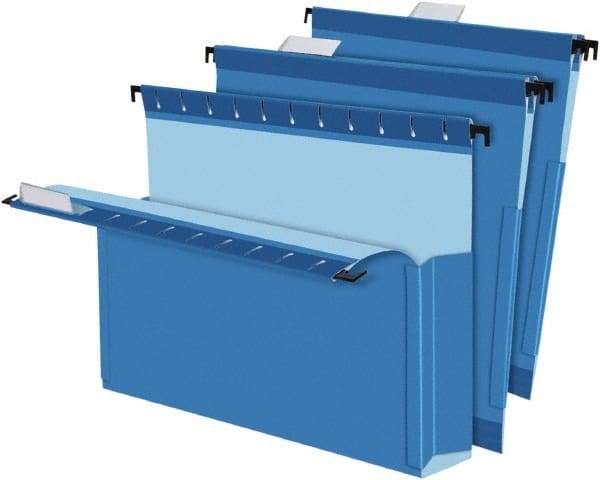 Pendaflex - 8-1/2 x 11", Letter Size, Blue, Hanging File Folder - 1/5 Tab Cut Location - Exact Industrial Supply